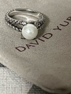 David Yurman Silver Pearl Ring sz8